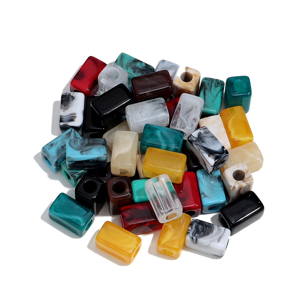 Vintage Collectible Marbles - ลูกปัดเรซิ่นสีหินอ่อนทรงเรขาคณิต 20 ชิ้น ลูกปัดอะคริลิกรูปทรงสี่เหลี่ยมผืนผ้าสำหรับทำเครื่องประดับ DIY สร้อยข้อมือ