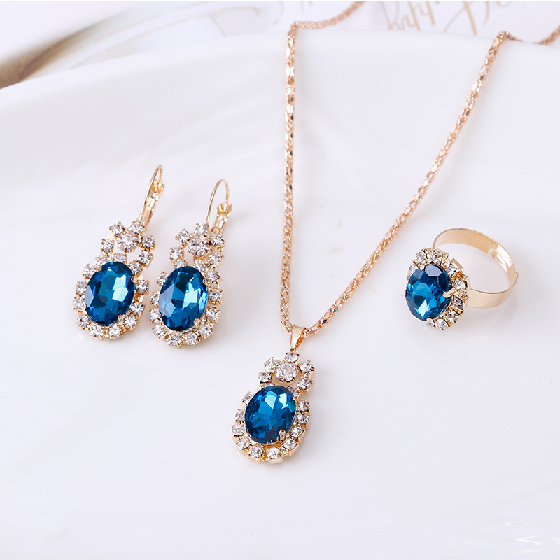 Vintage Things Collection - เครื่องประดับสไตล์ใหม่ชุดแฟชั่น Vintage คริสตัล Dangle ต่างหูแหวนและชุดสร้อยคอสําหรับของขวัญผู้หญิงสามชิ้น