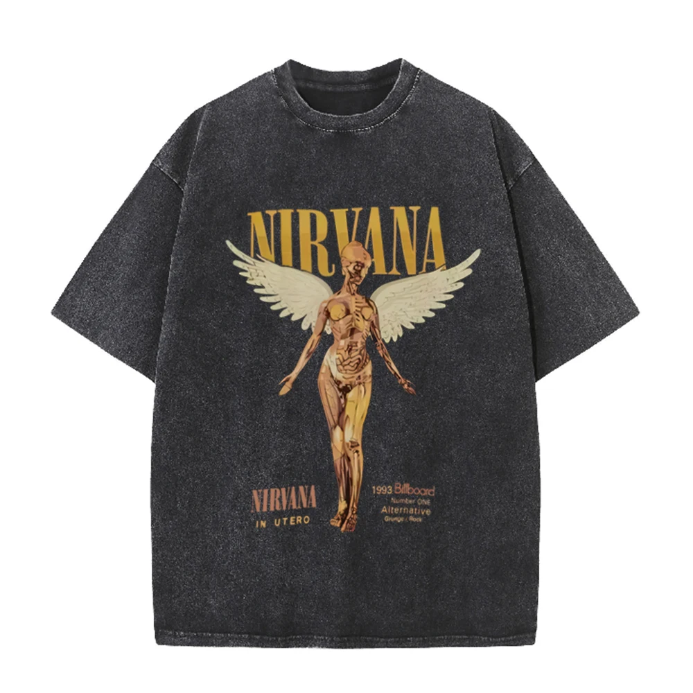 Vintage Collectible Figures - เสื้อยืดโอเวอร์ไซส์ลายกราฟิกวงนิวาราน่า ปี 1993 ลายบิลบอร์ด แองเจิล ฟิกเกอร์