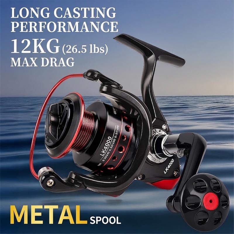 Developing Tank Reel - รอกตกปลาแบบสปินนิ่งโลหะเต็มรูปแบบ, รอกโลหะสำหรับการตกปลาทางไกลที่ทนทานสูง เหมาะสำหรับการตกปลาด้วยเหยื่อปลอมในน้ำจืดและน้ำเค็ม, ตกปลาบนแพและตกปลาทะเล