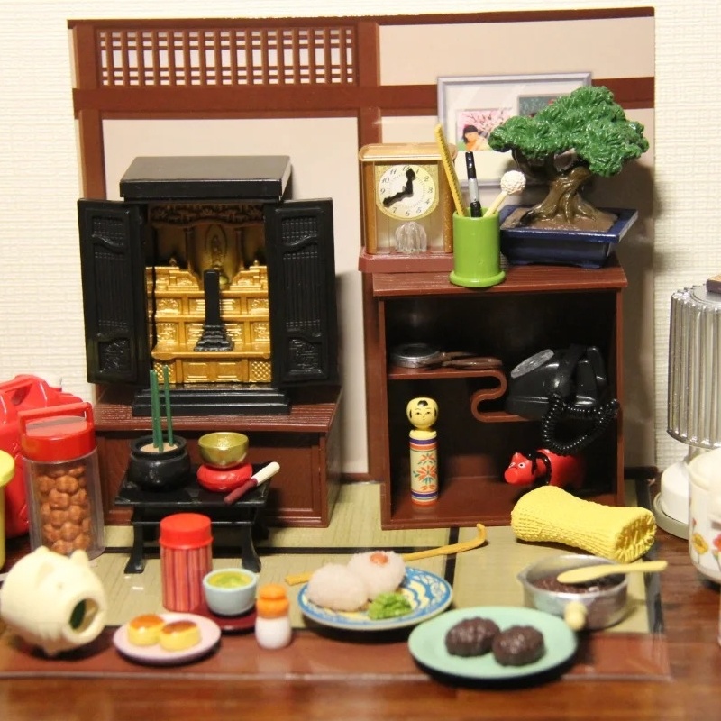 Vintage Collection Playset - Re-Ment ชุดของเล่นจำลองบ้านคุณปู่คุณย่าสไตล์วินเทจยุค 80 พร้อมเฟอร์นิเจอร์จิ๋ว อาหารจำลอง ของสะสม