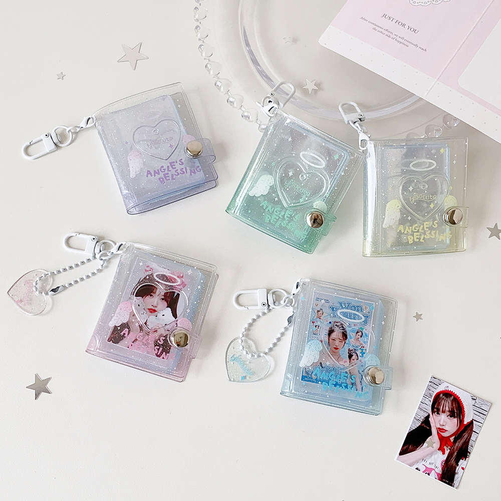 Polaroid Photo Album - พวงกุญแจอัลบั้มรูปภาพขนาด 2 นิ้ว ลายการ์ตูนมินิแองเจิล ใส่บัตรหรือรูปภาพขนาดเล็ก สำหรับเด็กผู้หญิง