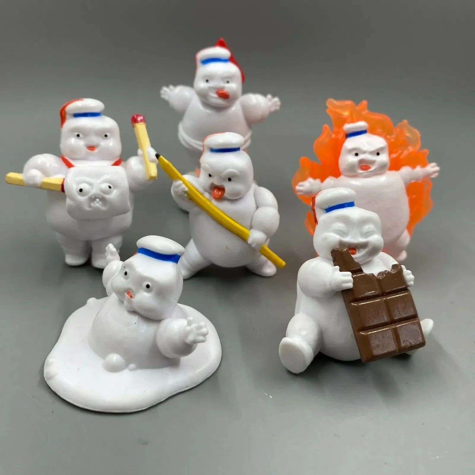 Vintage Collectible Figures - 6ชิ้นน่ารักวินเทจ Ghostbusters 3 Stay pugt มาร์ชเมลโล่ชายตุ๊กตาขยับแขนขาได้ตุ๊กตาของเล่น