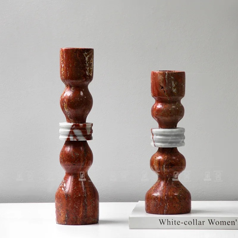 Vintage Collectible Marbles - เชิงเทียนหินอ่อนสไตล์วินเทจสำหรับตกแต่งโต๊ะในห้องนั่งเล่น เชิงเทียนสำหรับงานแต่งงาน อุปกรณ์ตกแต่งโต๊ะ