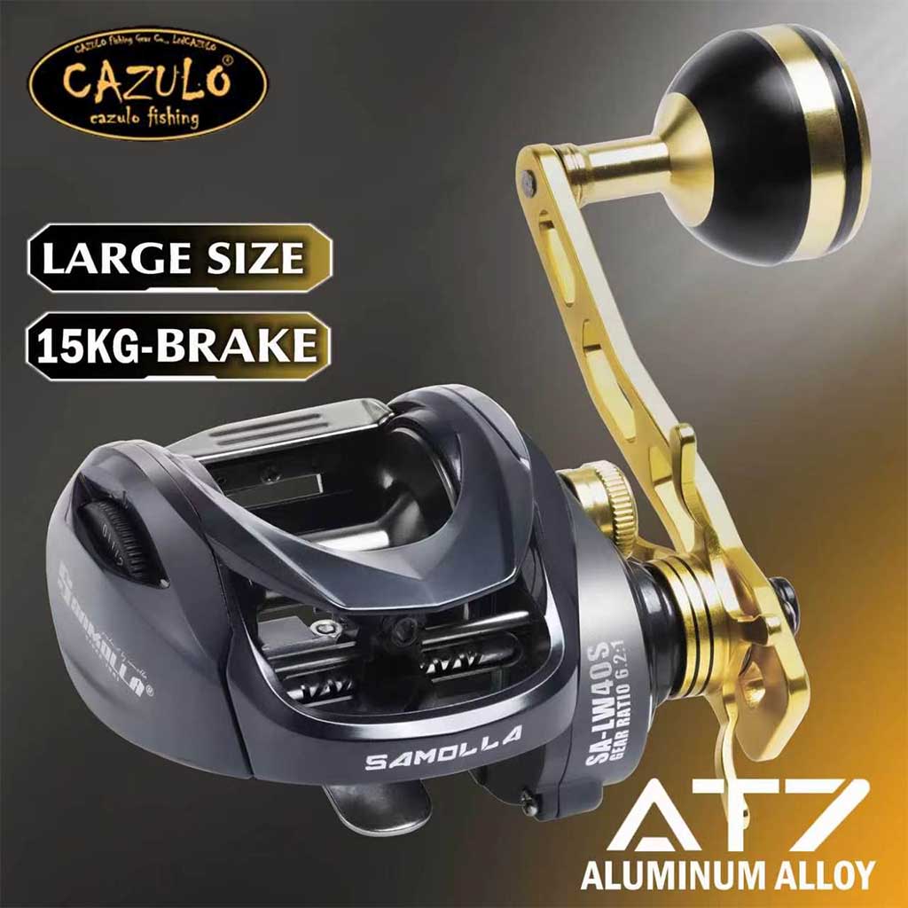 Developing Tank Reel - CAZULO รอกตกปลาแบบหมุนขนาดใหญ่สำหรับงานหนัก, ความจุสายเบ็ดขนาดใหญ่พิเศษ, แขนข้อเหวี่ยงอะลูมิเนียมแบบยาว, ปุ่มอะลูมิเนียมสำหรับตกปลาทะเล