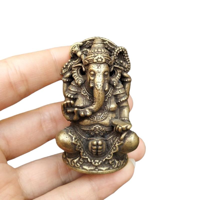 Vintage Things Collection - 1/3PCS เอเชียอินเดียประเทศไทยช้างพระเจ้ารูปประติมากรรม MINI VINTAGE ทองเหลือง Ganesha