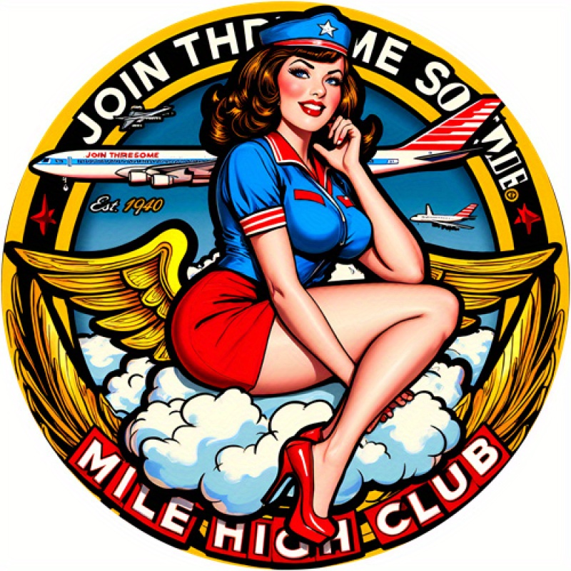 Vintage Collectible Signs - ป้ายโลหะอะลูมิเนียมทรงกลม 2 มิติ แบบวินเทจ 1 ชิ้น