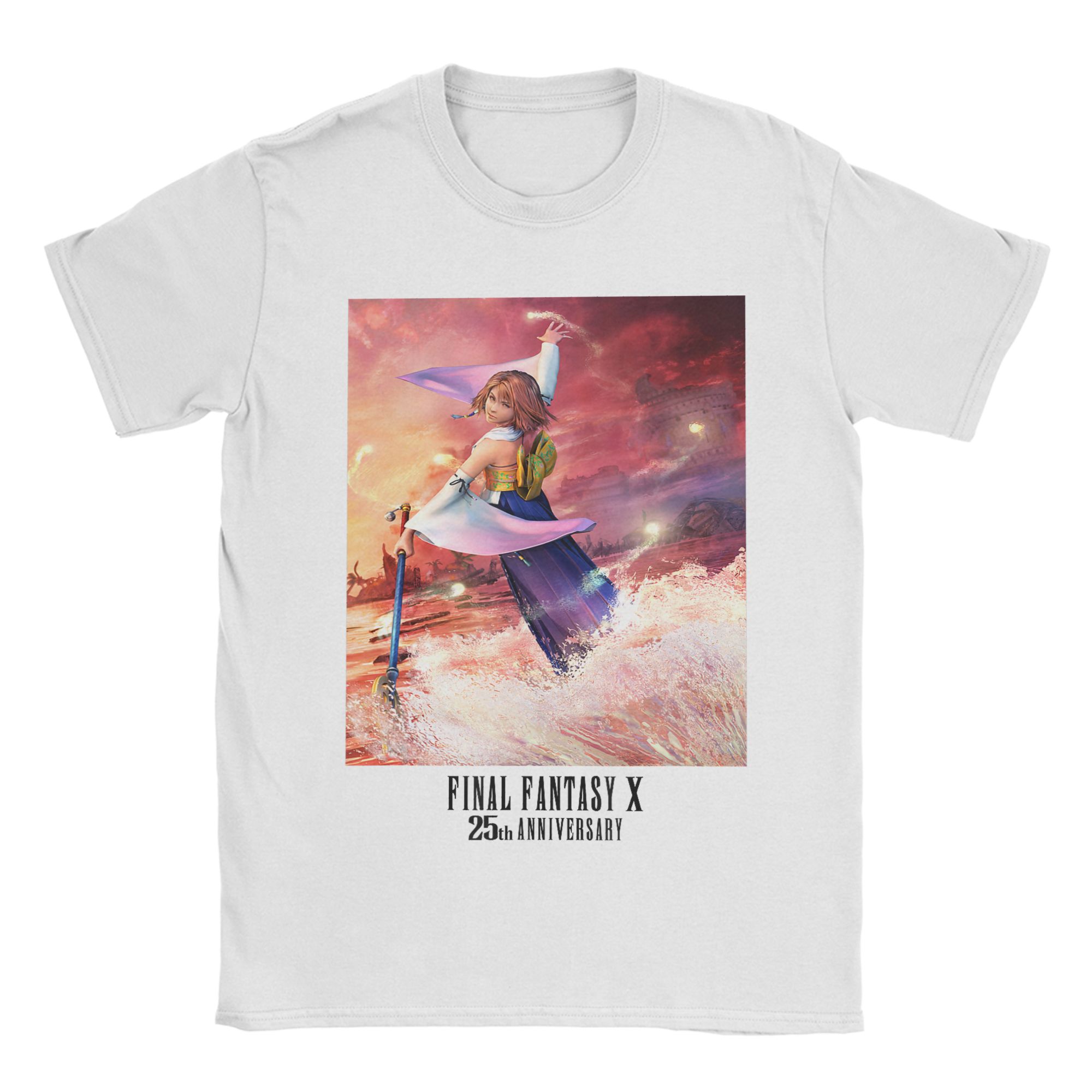 Vintage Collectible Clothing - คอลเลกชันฉลองครบรอบไฟนอลแฟนตาซี FFX ยูน่า ซีจี อาร์ตเสื้อยืดฤดูร้อนวินเทจเสื้อยืดผ้าฝ้าย 100%