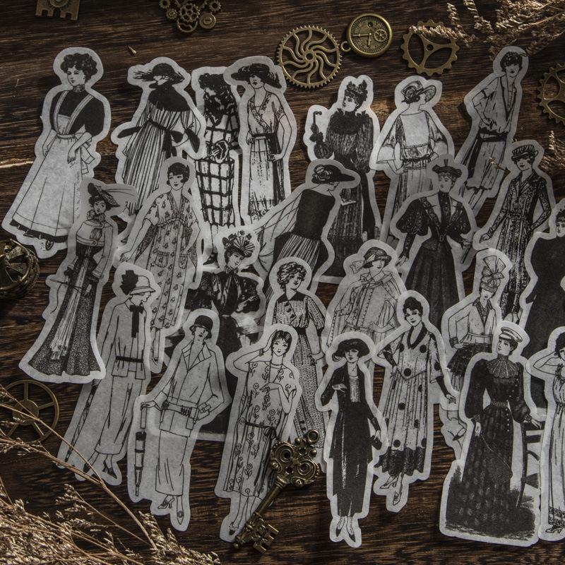 สติกเกอร์รูปคนยุโรปอเมริกันสีข - Vintage Things Collection บทวิจารณ์และราคา